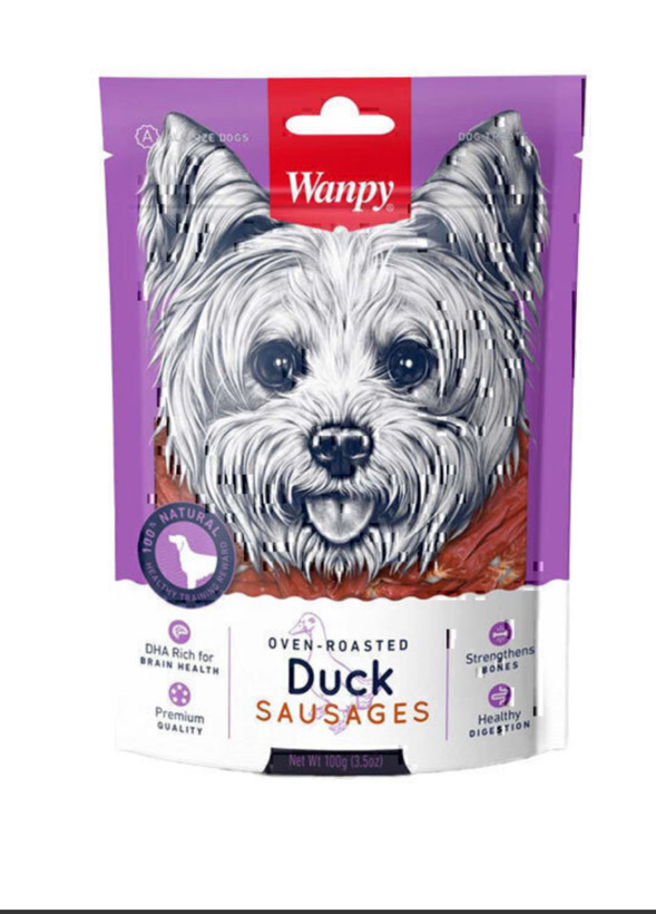 تشویقی سوسیسی سگ ونپی با طعم اردک Wanpy Duck Sausages وزن 100 گرم
