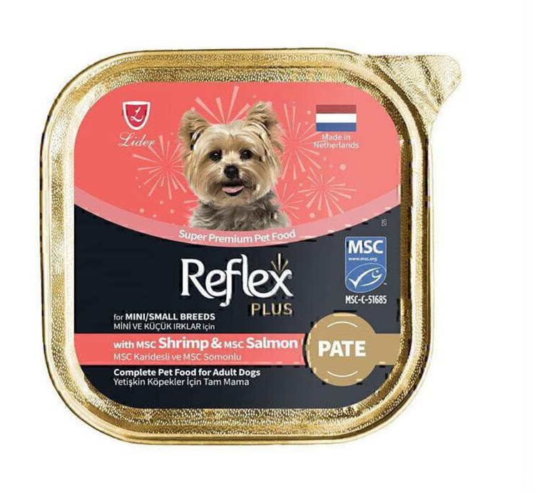 ووم سگ رفلکس پلاس با طعم میگو و ماهی سالمون Reflex Plus Pate Dog Food With Shrimp & Salmon وزن ۸۵ گرم