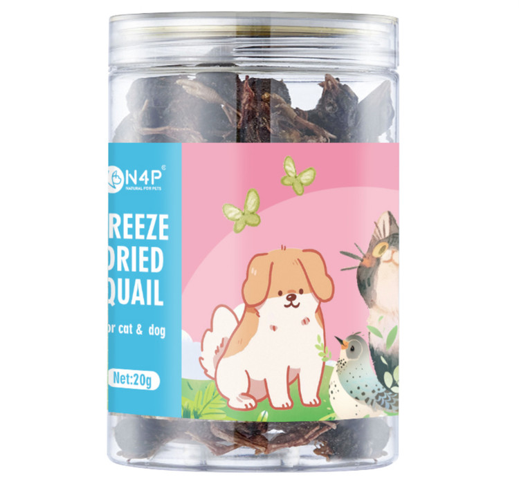تشویقی سگ و گربه ان فور پی بلدرچین فریز دراید N4P cat freeze dried Quail وزن 20 گرم