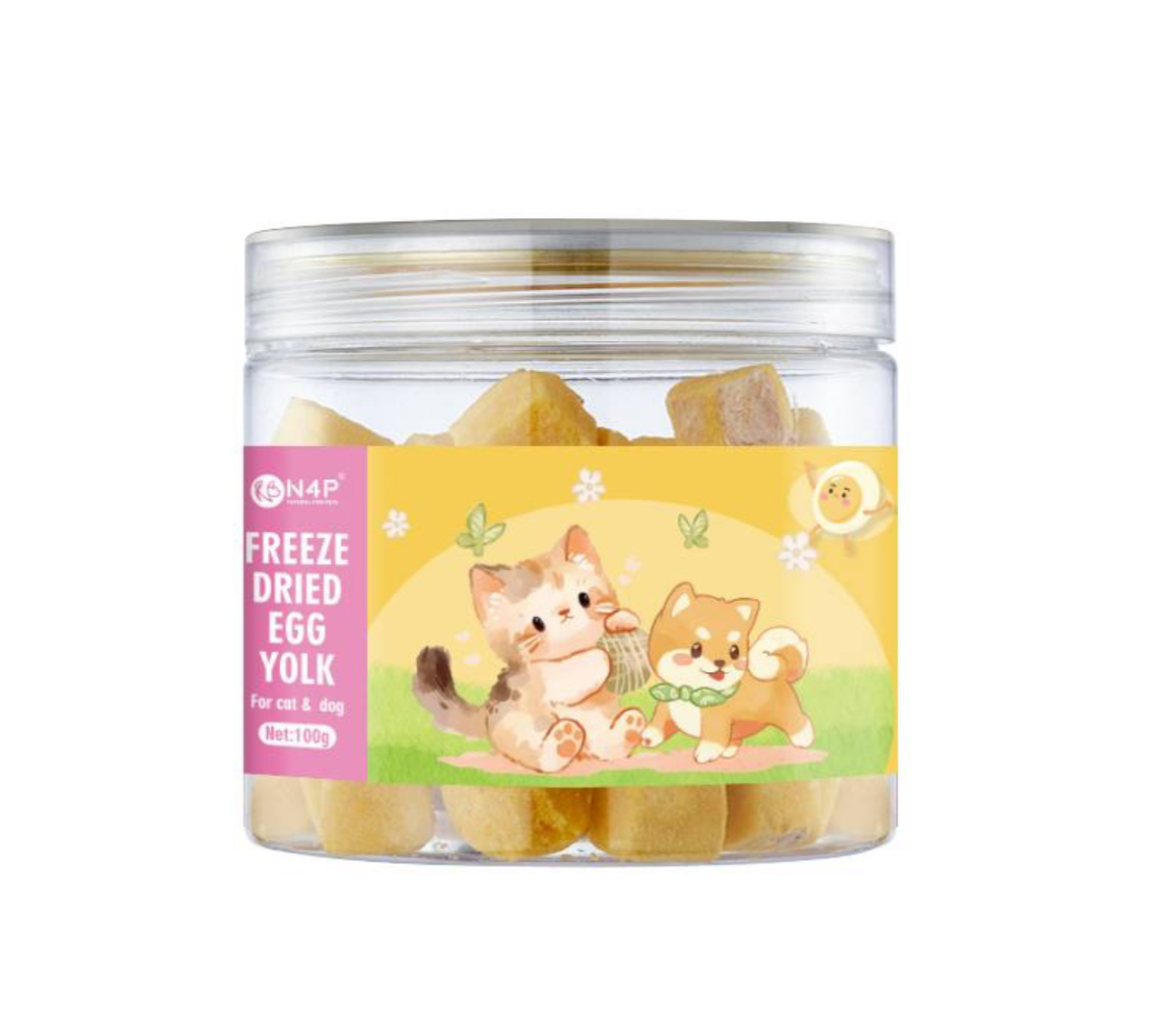 تشویقی سگ و گربه ان فور پی زرده تخم مرغ فریز دراید N4P cat freeze dried Egg Yolkوزن 100 گرم