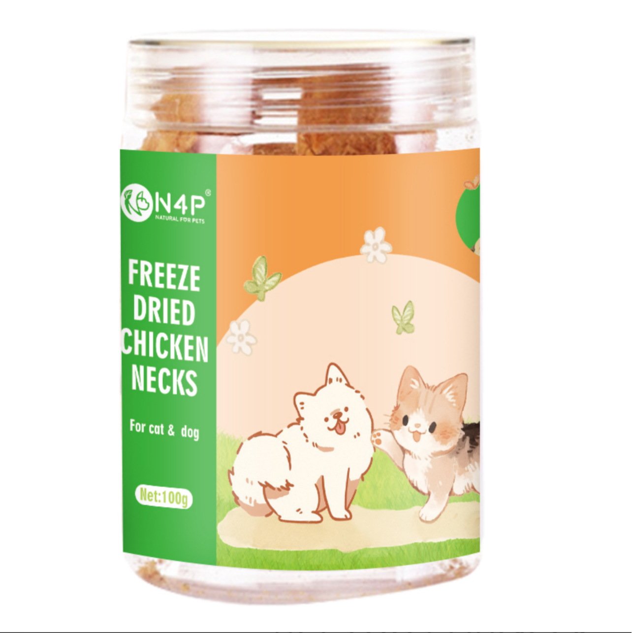 تشویقی سگ و گربه ان فور پی گردن مرغ فریز دراید N4P cat freeze dried Chicken Neckوزن 100 گرم
