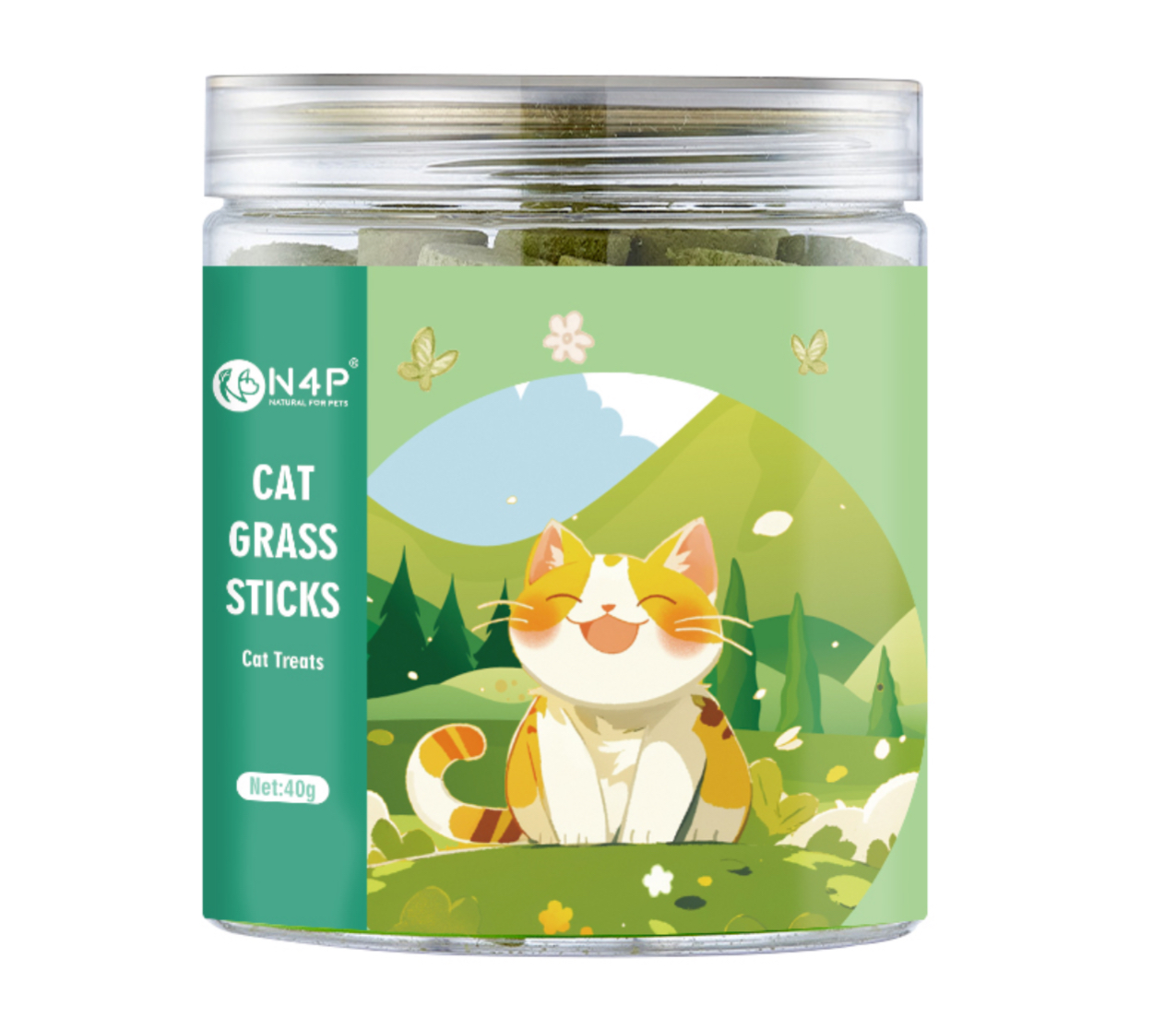 تشویقی گربه ان فور پی استیکی طعم کت‌نیپ N4P cat freeze dried Catgrass Sticks وزن 40 گرم